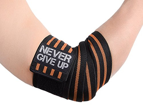 HYFAN Professionelle Ellenbogen-Handgelenkbandage, 101,6 cm, elastisch, Ellenbogenbandage, für Gewichtheben, Workout, Bodybuilding, Fitnessstudio, Fitness, Orange