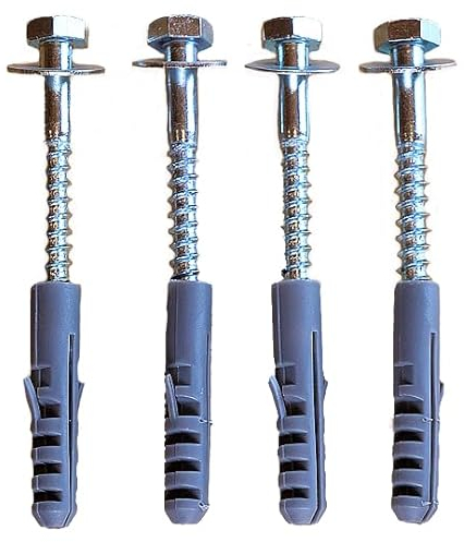 SpeedwellStar Viti di fissaggio M6 a testa esagonale con bullone e flangia, 4 pezzi 100 x 10 mm, zincato, acciaio zincato, per muratura, con tasselli e rondella M10 x 100 x 5