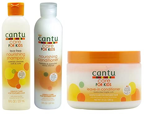 Cantu Pflege für Kinder Sanfte Pflege für Texturiert Haarshampoo+Haarspülung+Haarkur ohne Ausspülen Set 3