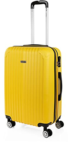 ITACA - Valigia Da Stiva Rigida Valigia Espandibile - Trolley Grande Con Ruote, Valigia 23kg Per Viaggi, Trolley Da Stiva Resistente. Lucchetto a Combinazione, Giallo
