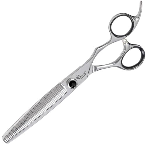 GROOM PROFESSIONAL Professional Thinning Scissors - 46 Tooth, Black, Ambidextrous, Ideal for Grooming Salon