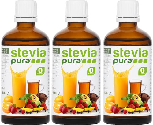 steviapura Stevia Flüssigsüße | Stevia flüssig Tafelsüße | 3 x 50ml | OHNE FRUCTOSE | 0 Kalorien | Vegan | Für Keto Diät + Low Carb Diät geeignet | Für Getränke und Speisen | Alternative zu Zucker