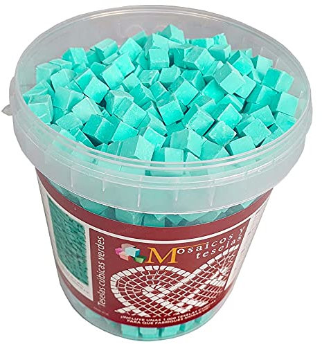 1000 teselas cúbicas para mosaico color verde 9x9x9mm. 1 kg.
