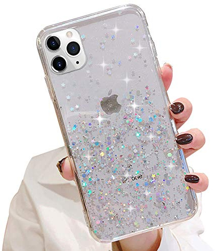 LCHULLE Case for iPhone 11(6.1 inch) Glitter Cover Paillette Case Sparkle Bling Bling Protective Case Clear TPU Bumper Silicone Case Back Cases Cover Transparent