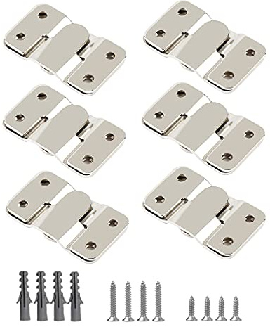 WeqeYent 6 Paar (12 Stück) 53x30mm Edelstahl Flush Mount Brackets, Silber | Schwerlast Ineinandergreifender Bildaufhänger Unterputz Verdeckte Halterung für Möbel Bilderrahmen Haken Fotohaken