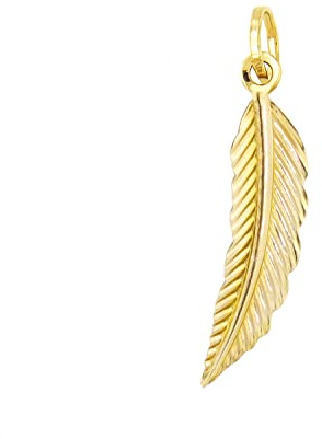 forme di Lucchetta - 9K Gelbgold Feder Anhänger | Symbol des Glücks und der Leichtigkeit, Goldanhänger Damen Mädchen 375 Echtgold für Kette (bis zu 4 mm), hergestellt in