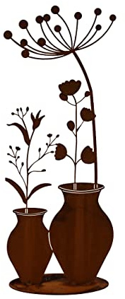 Edelrost Doppelvase Blumen Edelrostblume Metallblume Blume Rost Garten Metall Blumen Vase Deko Dekoration (Edelrost)