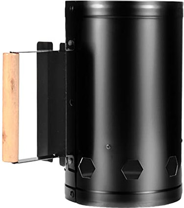Alomejor Grill Chimney Starter, Stainless Steel Rapid Fire Starter Can for Outdoor Cooking Camping (Black)