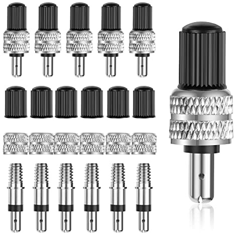 Flintronic 12PC Set Valve Presta avec Démonte Obus, Adaptateur pour Pneu Vélo, Réparation Vélos