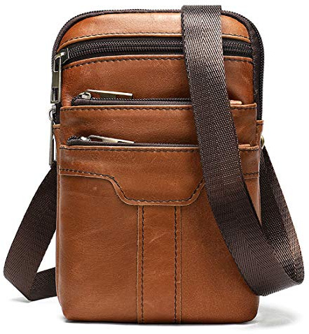 Sac à Bandoulière en Cuir pour hommes, Sacoche Bandoulière Cuir Portable Homme, Petits Sacs à Bandoulière en Cuir Véritable Vintage Sac à main à Poignée d'affaires Classique,Sac de Voyage Messager