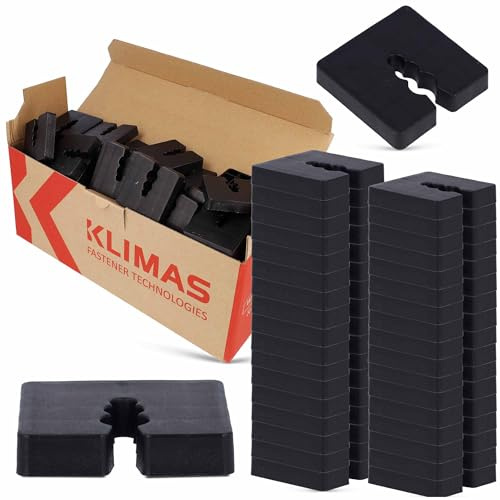 Wkręt-Met® KLIMAS Verglasungsklötze-Set 50-teilig - 50 x 50 mm Kunststoffplatten Abstandshalter Kunststoff Unterlegplatten Unterlegkeile Distanzhülsen Höhe 10 mm Schwarz