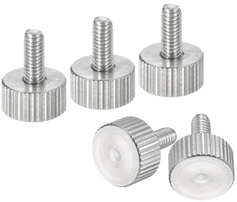 uxcell M4x10mm Knurled Thumb Screws, 5pcs 304 Stainless Steel Flat Knurled Head Fully Threaded Thumb Screws Bolts Grip Knobs Fasteners