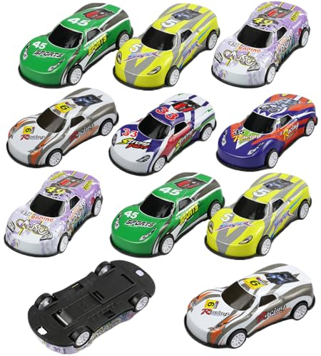 MytaYt 12 Stück Metall Mini Rennauto Stunt Spielzeugauto Kleine Spielzeugautos Aufziehautos mit Rückzug Mini Auto Set Rennauto, für Jungen Mädchen Spielzeug Geschenk