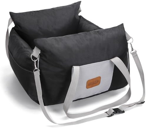 Nobleza Hunde Autositz für kleine Hunde, Waschbarer Hundesitz Auto mit Aufbewahrungstaschen und Wendbarem Kissen, Verdickter Hundeautositz, Hundebett Auto, L58×B56×H33cm