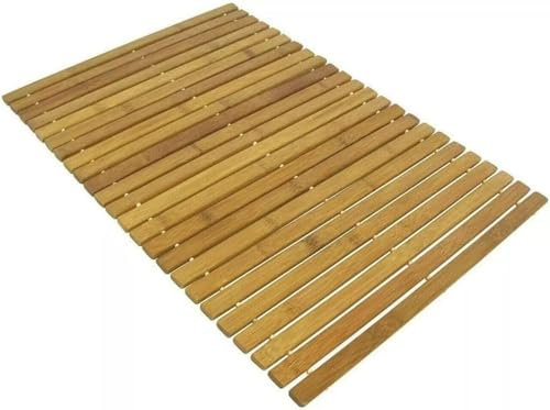 MantraRaj Bamboo Roll Up Bath Duckboard Mat 40X60 cm Non Slip Bathroom Shower Mat Spa Sauna Mat Rectangular Luxury Modern Duckboard For Bathroom Sauna Spa Kitchen