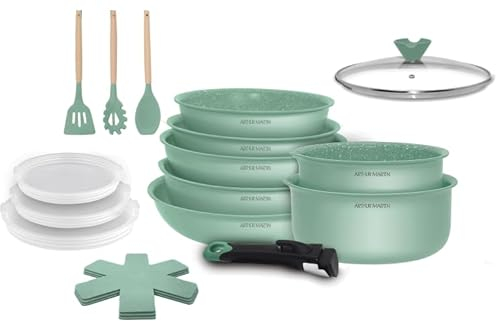 ARTHUR MARTIN Batterie 18pcs verte AMV18 black handle,wooden handle tools