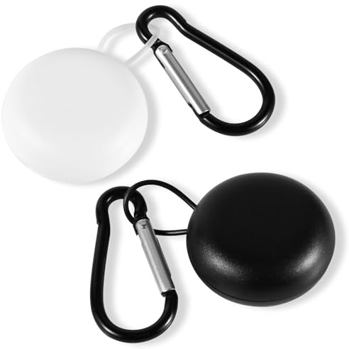 NQEUEPN 2pcs Étuis de Transport pour Bouchons d'oreille, Portables Ronds Bouchons d'oreille Petit Étui de Rangement avec Mousqueton Mini Support Organisateur d'Écouteurs pour Voyage (Noir, Blanc)