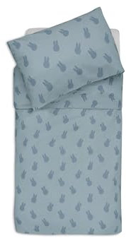 Jollein Kinderbettwäsche - Miffy Shadow, Sea Green - 100x140cm - 100% Baumwolle - Oeko-TEX Zertifiziert - Babybettwäsche mit Kissenbezug - Bettwäsche Set