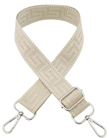 Blausky Breite 3.8 cm Taschengurt Bunter Schultergurt Verstellbarer Schultergurt Labyrinth Umhängegurt Längenverstellbarer 75-130cm für Taschen und Tragetaschen,DIY Taschenband,Alles Cremeweiß+Silber