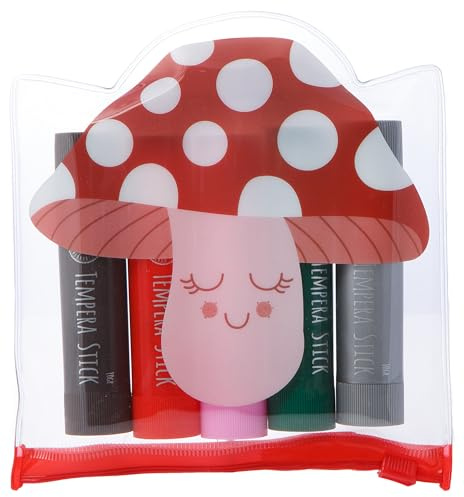 Lulubug Wachsmalstifte | Weich wie ein Lippenstift, Ohne Abfärben | Hohe Deckkraft, Tempera Farben | Ideal für dunkle Untergründe, Glas & Leinwände | Super Soft Wachsmaler ab 3 Jahren, Pilz