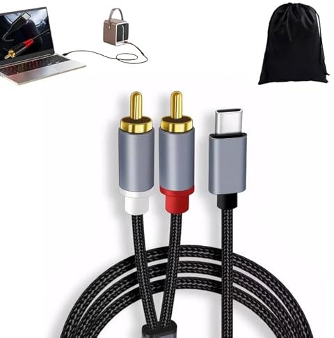Usb C Auf Chinch Audio Type C auf 2RCA Stereo USB C Auf Cinch Audio Kabel | Kompatibel für Telefon Laptop Tablet Heimkino DVD Verstärker Lautsprecher Autoradio, Mit Aufbewahrungstasche