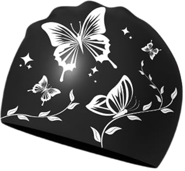 Culinavog Cuffia Nuoto, 1 Pezzi Cuffia Silicone Piscina Donna, Cuffie da Bagno in Silicone Antiscivolo per Adulti, Swimming Cap, Cuffie da Bagno Impermeabile per Donna, Bambina, Adulti (Nero)
