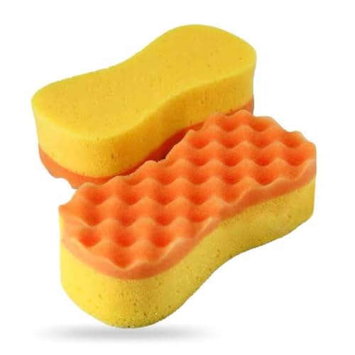 2 in 1 Car Wash Sponge Dual-Sided Cleaning Sponge with Soft Microfiber & Scrubbing Mesh Car Van Cleaning Pad for Exterior & Interior Wash Anti Scratch Technology Windscreen & Bodywork (PACK OF 1)