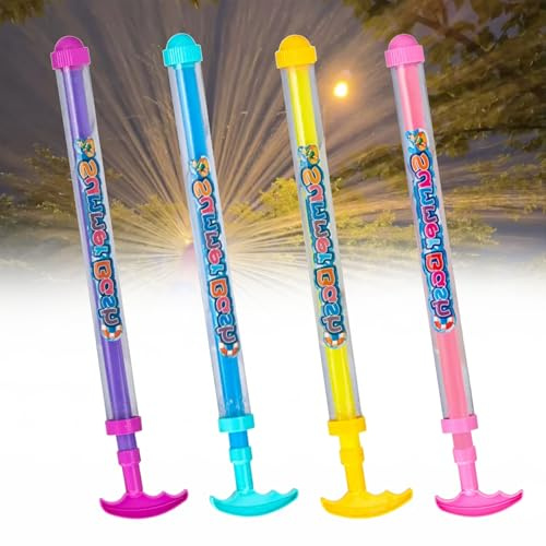 RHQFDM 4 Pièces Pistolet à Eau Pyrotechnique,Pistolet à Eau Romantique avec 11m Grande Portée,Jouet Aquatique Original pour Piscine,Plage,Fête D'été,Extractible&Coloré(Enfants/Adultes)