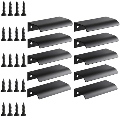 ZexJpr 10 Stück Schrankgriffe Schwarz, Möbelgriffe Schwarz, Schrankgriffe, Mit Schrauben, Für Küchenschränke, Kleiderschränke Und Badezimmermöbel, Modernes Design, Einfache Installation