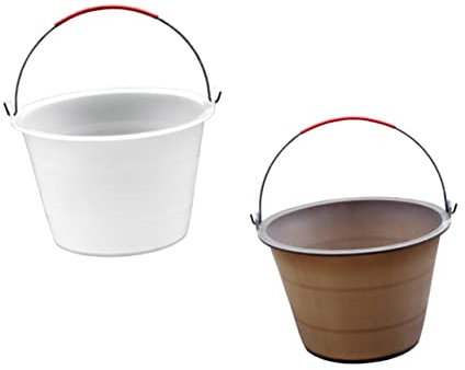 Healifty 2pcs Plastic Construction Site Buckets with Handles Cement Storage Containers for Mud and Debris Multipurpose Thickened White Buckets for Easy Carrying and Safe Use