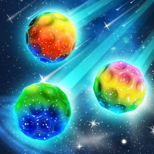 MegiaExist Jump Ball,3 pezzi Moon Globe High Springender Globe un suono sbalzante, palla in gomma da 7 cm Galaxy Ball Mini Bouncy Bouncing per bambini all'aperto