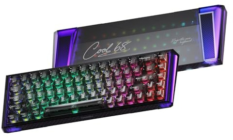 DAREU COOL68 Teclado Gaming con Disparador rápido de 8000 Hz, precisión RT de 0,01 mm, Teclado mecánico magnético con Cable al 65% con interruptores de Efecto Hall, 20 Modos RGB, para PC/Mac