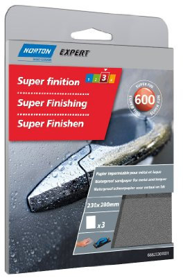 Norton Expert - Hojas de lija (papel impermeable, 230 x 280 mm, grano 600, 3 unidades)