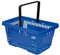 Lot de 5 paniers à provisions bleus de 20 l, empilables, pour la vente au détail, en plastique, poignée de transport pliable