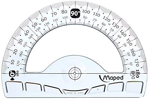 Maped - Rapporteur 180° Base 12 cm - Rapporteur Incassable - Souple