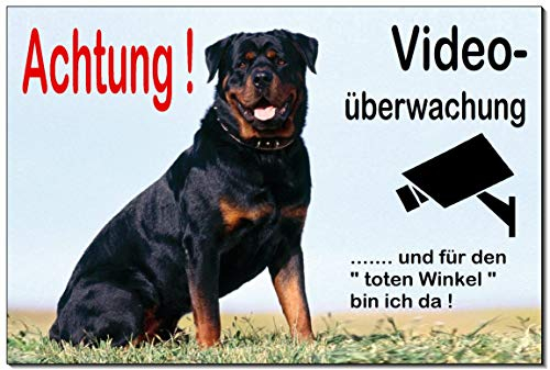 Rottweiler-Hundeschild-Schild-3 Größen-Aluminium Verbund-Hund-Tierschild-Warnschild-Hinweisschild (1451-68 -30 x 20 cm mit Löcher)