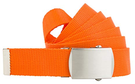 shenky Stoffgürtel | 3cm Breite | Stoff Gürtel mit Gürtelschnalle | Herrengürtel | Canvas | Damen | Schnalle | Damengürtel | belt | Textilgürtel schmal | 190cm | Orange