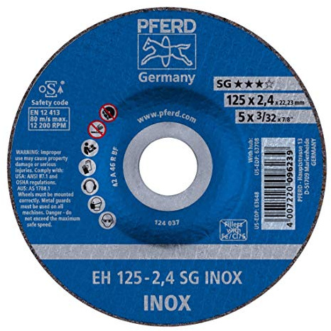 Pferd EH 125-2,4 SG INOX 61341223 Lot de 25 disques à tronçonner coudés en acier inoxydable 125-2,4 mm