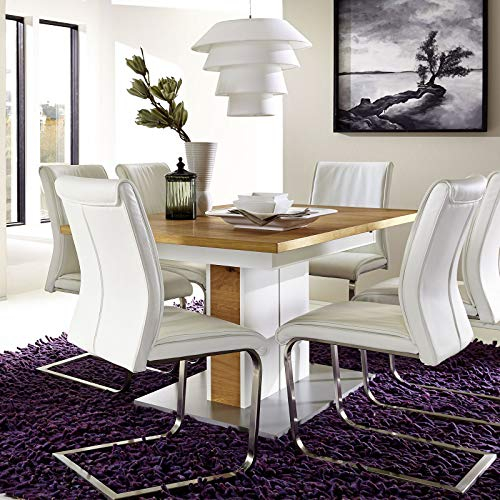Möbel Akut Esstisch ausziehbar Light Line Esszimmertisch Tisch Eiche Holz weiß 160-205x90 cm