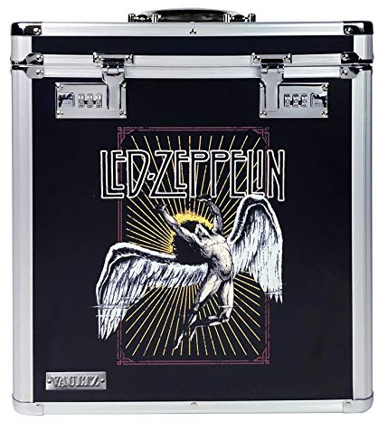 Vaultz Boîte de rangement verrouillable pour disques vinyles - Capacité de 50 disques - Design album LED Zeppelin