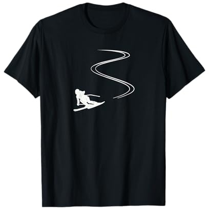 Skispur im Schnee, Ski T-Shirt
