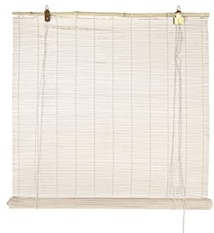 HERSIG - Estor Enrollable de Bambú Natural 60 x 140 cm - Persiana Enrollable Interior y Exterior - Estilo Natural para Ventanas - Privacidad, Resistencia y Fácil Instalación - Blanco