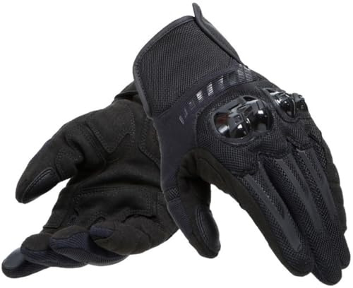 Dainese - Mig 3 Air Tex Gloves, Guanti Moto Estivi in Pelle da Uomo, con Sensore Touchscreen, Palmo Rinforzato e Protezioni Nocche in TPU, Confortevoli, Elastici e Traspiranti, Nero