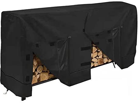 SPXMQSS Bache Bois De Chauffage 8 Pieds, Bache Protection Bois Anti PoussièRe Et Coupe Vent, Housse Protection pour BûChes CheminéE éTanche avec PoignéEs Et éVents pour BûChes Black,244 * 107 * 61cm