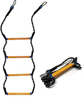 MVBouresu Boat Rope Ladder, Heavy Duty Climbing Rope 450Lbs Strength, 14mm Reinforced Polyester Line, Rigid Resin Step Design, Outdoor Ladder for Inflatable Boat, Kayak, Motorboat, Canoeing (4 Step)