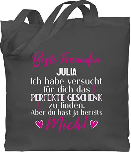 Baumwolltasche - Beste Freundin - Geschenk - Unisize - Dunkelgrau - tolle geschenke personalisierte tasche freundinnen partner für jutebeutel beutel freundschaftsbeutel weihnachtsgeschenke