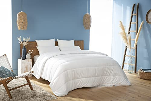 Abeil - Kit Pratique - Couette Tempérée 220 x 240 cm + 2 Oreillers Moelleux - Enveloppe Microfibre Douce - Lavable en Machine - Certifié Oeko-Tex