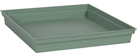 EDA - Platillo Cuadrado Toscana 26,7 cm - para Maceta Cuadrada Toscana 32 cm - 26,7 x 26,7 x 3,8 cm - Verde Laurel