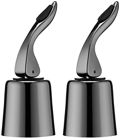 BETTFOR Wine Bottle Stoppers, 2 Pack, Black, Stainless Steel, Leak-proof, Keeps Wine Fresh Up to 14 Days, Suitable for Red & White Bottles