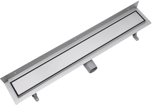 Vogi Wand-Duschrinne 50 cm, Duo-Rost – befliesbar oder mit Edelstahlabdeckung, Edelstahl AISI 304, Siphon Ø50, Haarsieb